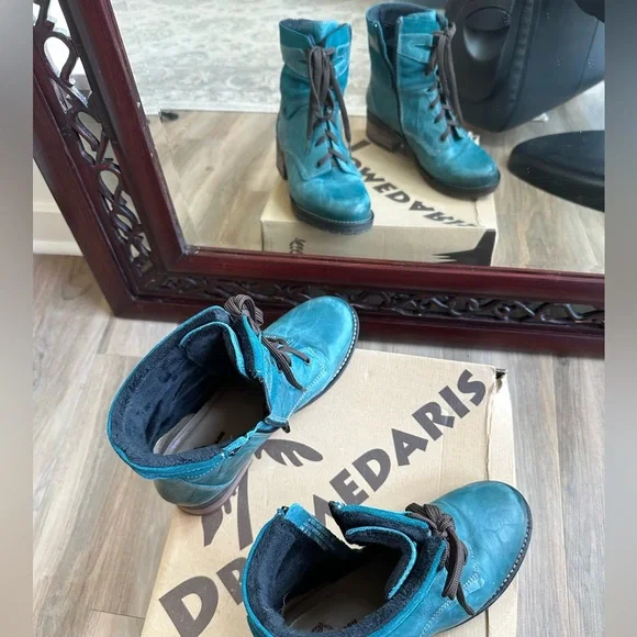 Dromedaries Boots, zipper and laces. Kiara, Teal size 9.5 - Picture 9 of 13